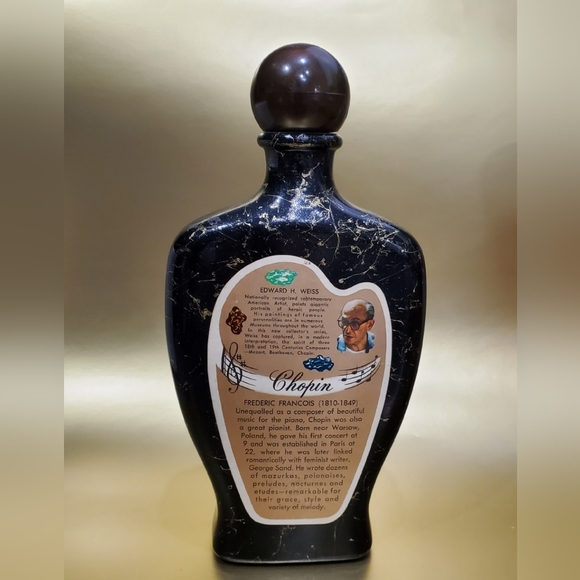 Pair Vntg Jim Beam Bottles Decanters Chopin Beethoven design by Edward Weiss - Picture 3 of 13